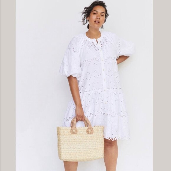 NWT Anthropologie Tallulah White Eyelet Button Front Dress in Women's X-Large - Picture 8 of 15